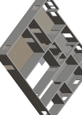 archbuildAI: the finished 3D model of a floor plan, viewed from above